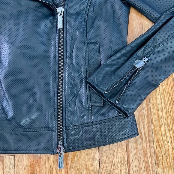 Armani exchange black 100% sheep Leather Jacket womens size small - Picture 3 of 9